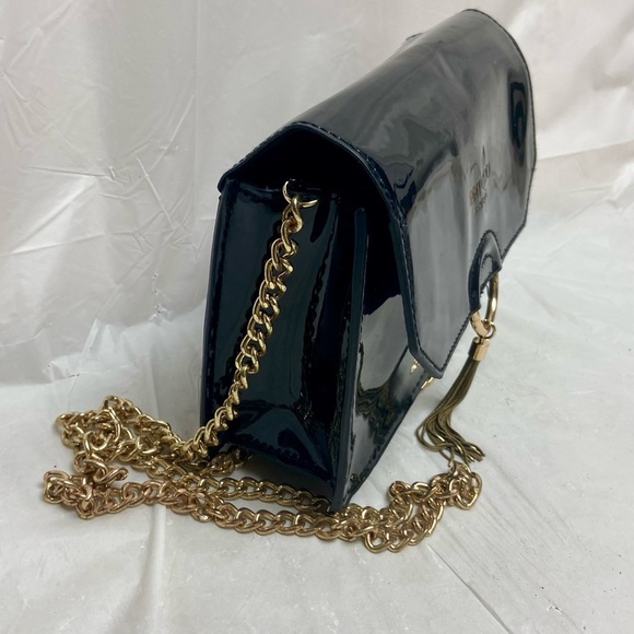 Jimmy Choo Black Faux Patent Leather Cosmetic Pouch Crossbody 7.5in x 5in x 2.5 - Picture 5 of 11